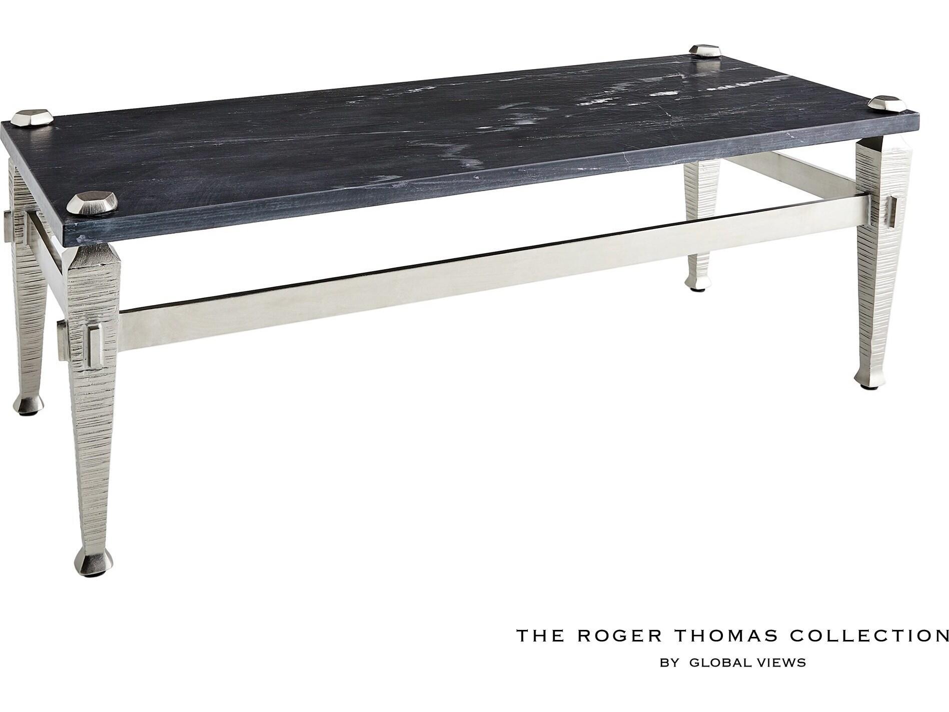 Global Views Rectangular Marble Coffee Table