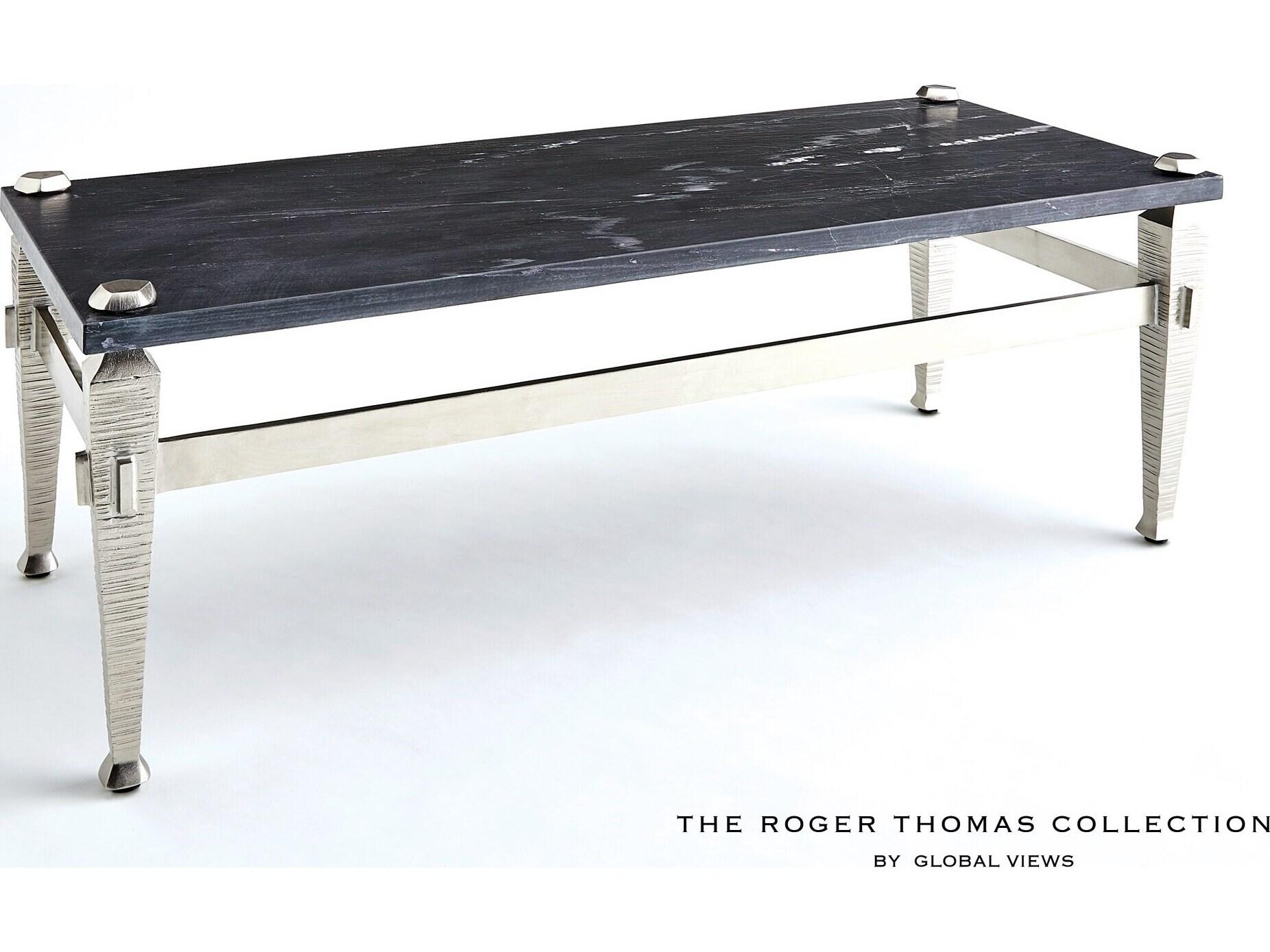 Global Views Rectangular Marble Coffee Table