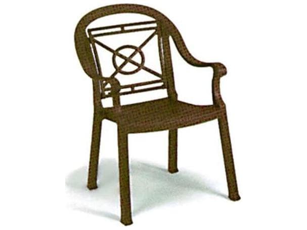 Grosfillex Victoria Classic Resin Bronze Mist Stacking Patio Dining Arm Chair