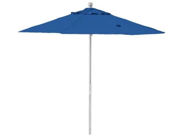 Grosfillex Windmaster Aluminum 7 Foot Round Push Up Outdoor Patio Umbrella in Pacific Blue