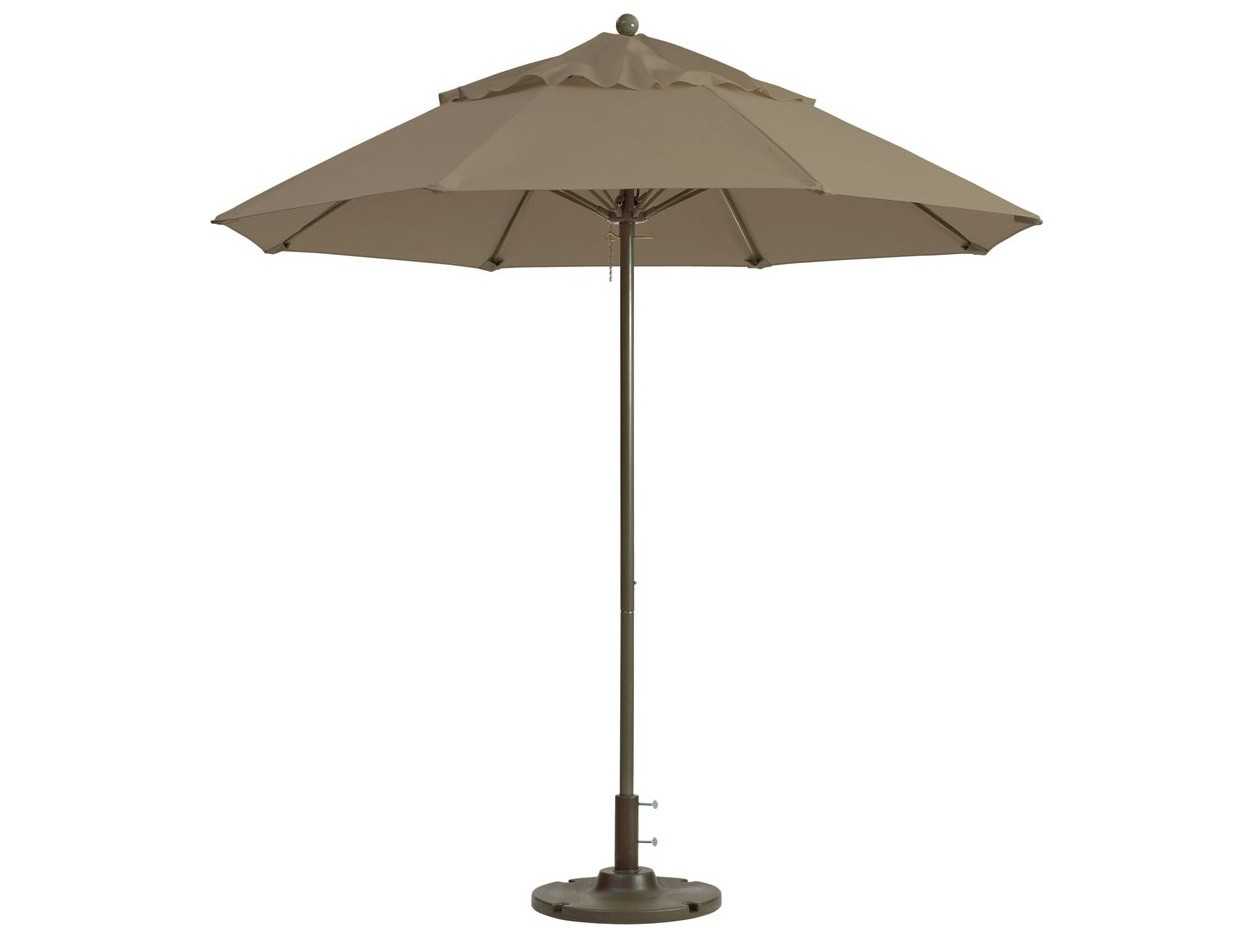 Grosfillex Windmaster Aluminum 7 Foot Round Fiberglass Patio Umbrella in Taupe