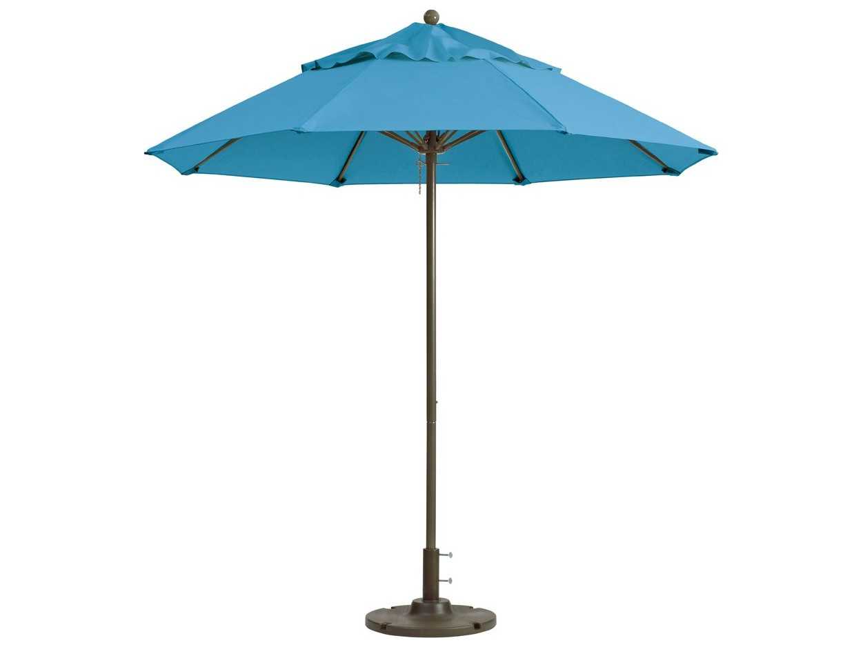 Grosfillex Windmaster Aluminum 7 Foot Round Fiberglass Outdoor Patio Umbrella in Sky Blue