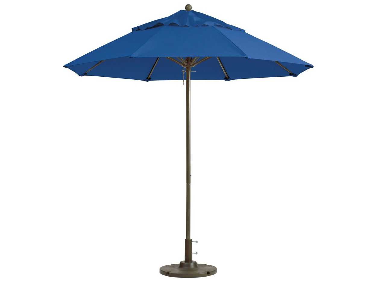 Grosfillex Windmaster Aluminum 7 Foot Round Fiberglass Patio Umbrella in Pacific Blue