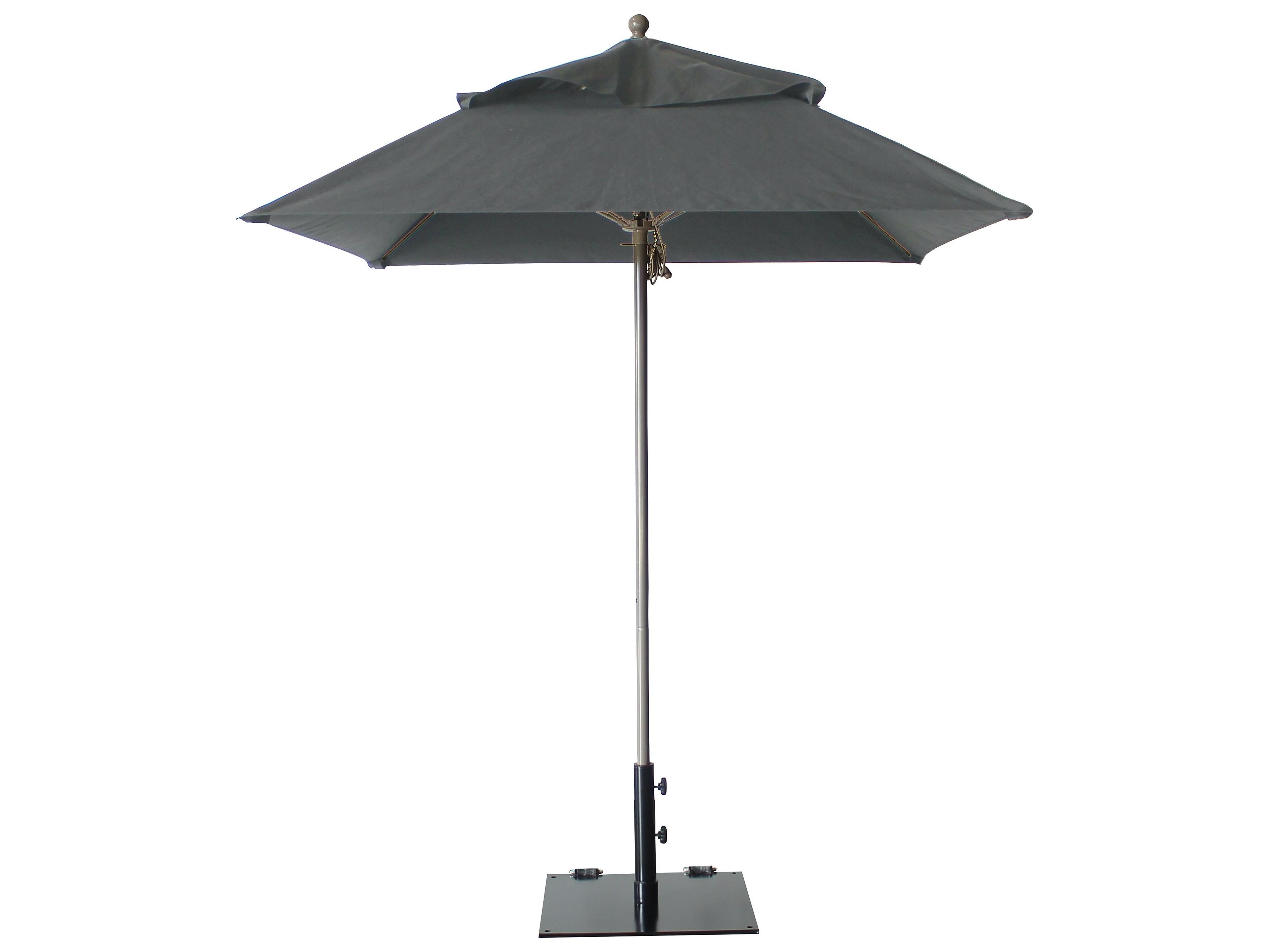 Grosfillex Windmaster Aluminum 6 Foot Square Fiberglass Outdoor Umbrella in Charcoal Gray