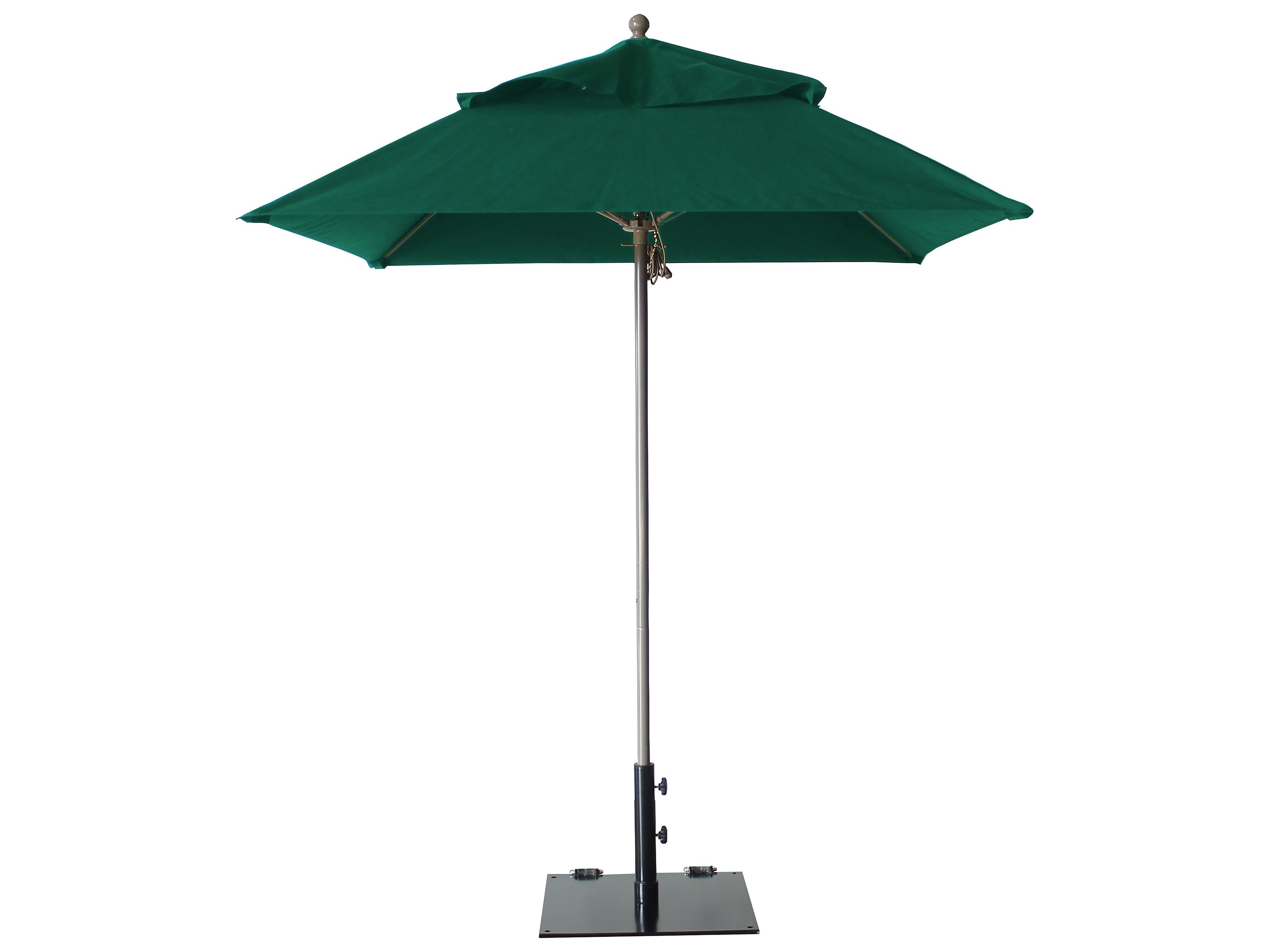Grosfillex Windmaster Aluminum 6 Foot Square Fiberglass Outdoor Patio Umbrella in Forest Green