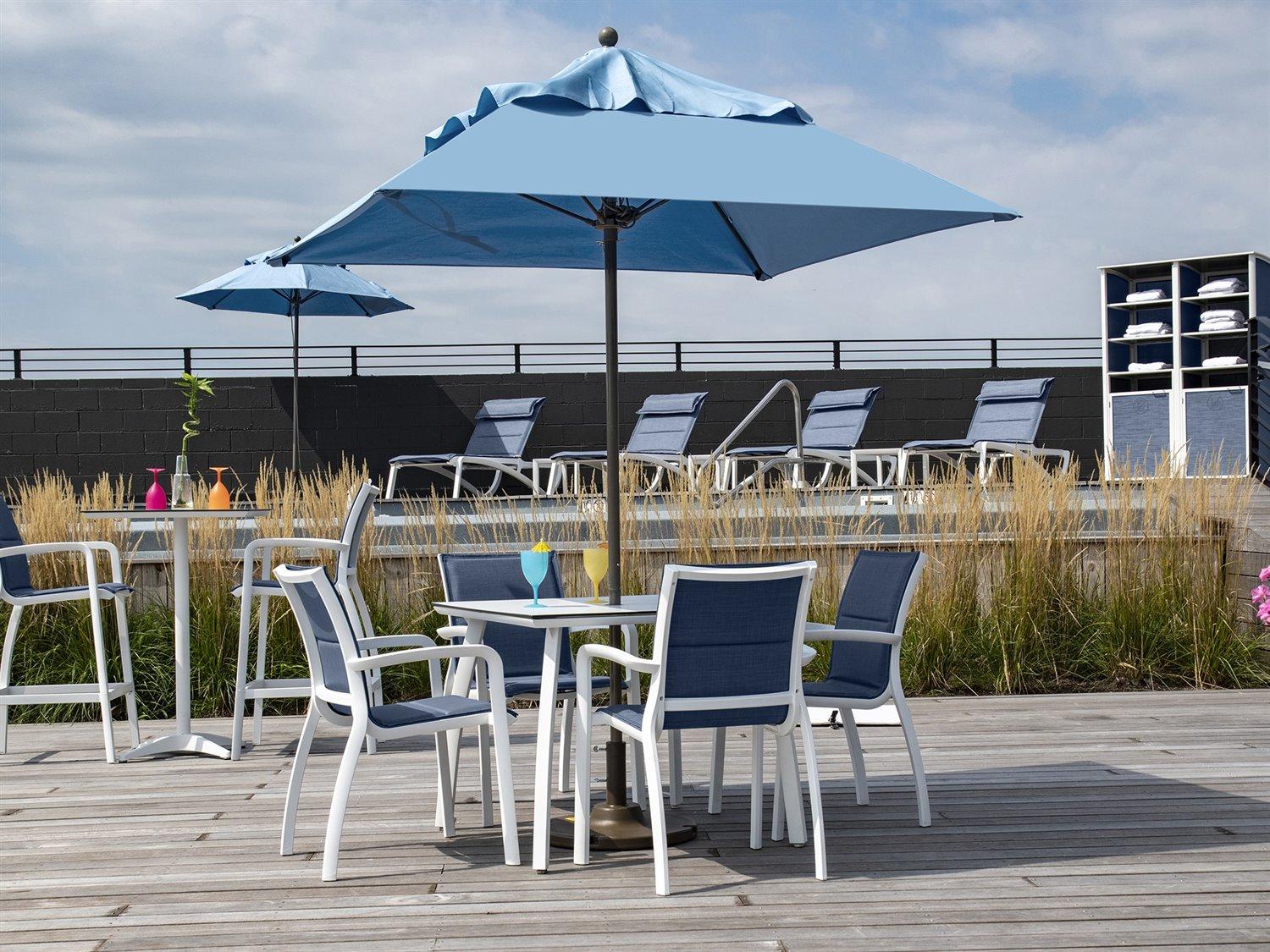 Grosfillex Windmaster Aluminum 6 Foot Square Fiberglass Patio Umbrella in Sky Blue