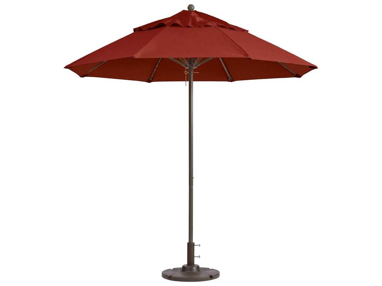 Grosfillex Windmaster Aluminum 9 Foot Round Fiberglass Outdoor Umbrella in Terra Cotta
