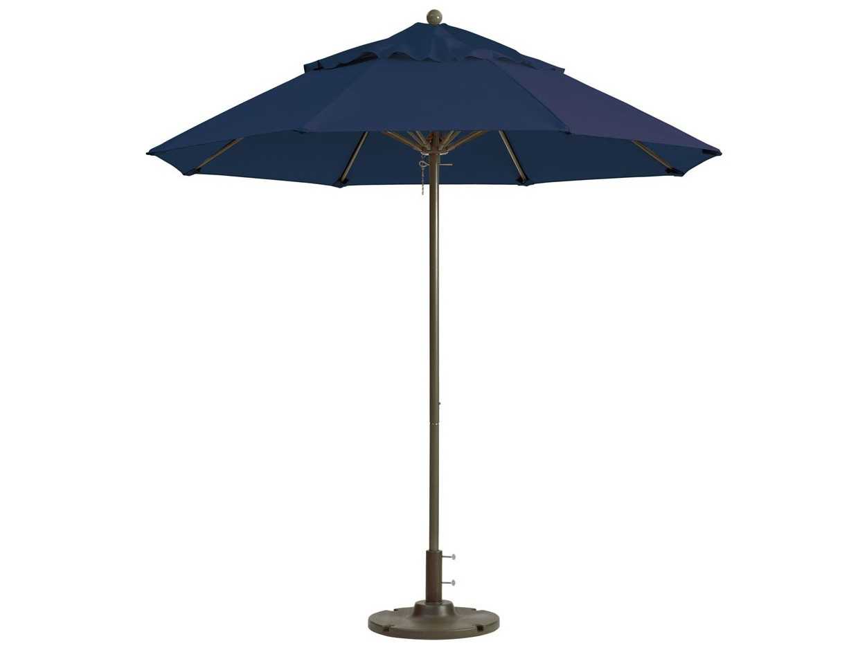 Grosfillex Windmaster Aluminum 9 Foot Round Fiberglass Outdoor Patio Umbrella in Navy