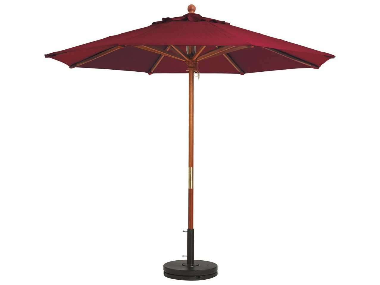 Grosfillex Market Wood 7 Foot Round Patio Umbrella in Burgundy
