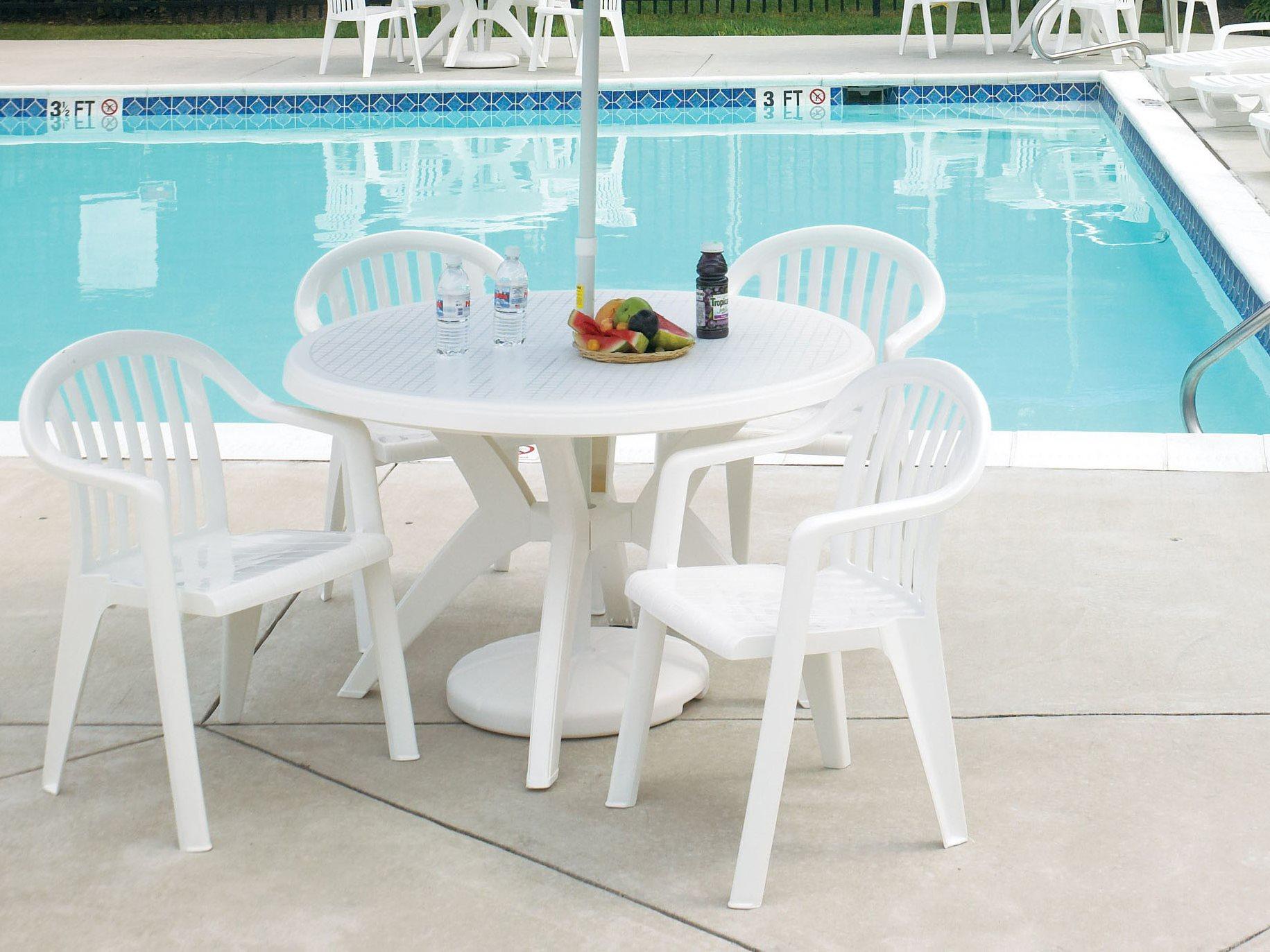 Grosfillex Miami White Resin Outdoor Patio Dining Set
