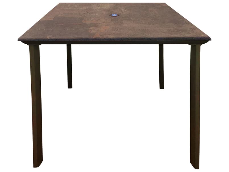 Grosfillex Sunset Aluminum Fusion Bronze/Lava ADA Square Outdoor Patio Dining Table with Umbrella Hole