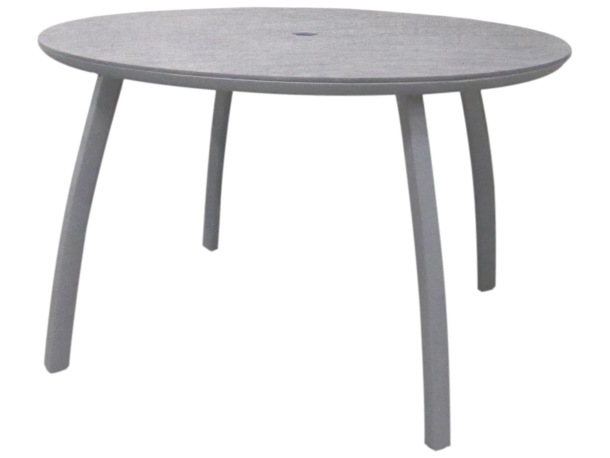 Grosfillex Sunset Aluminum Platinum Gray/Granite Round Outdoor Dining Table with Umbrella Hole