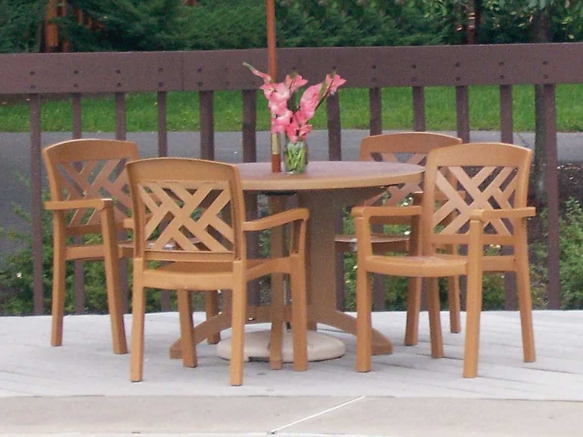 Grosfillex Sanibel Resin Teakwood Outdoor Dining Set