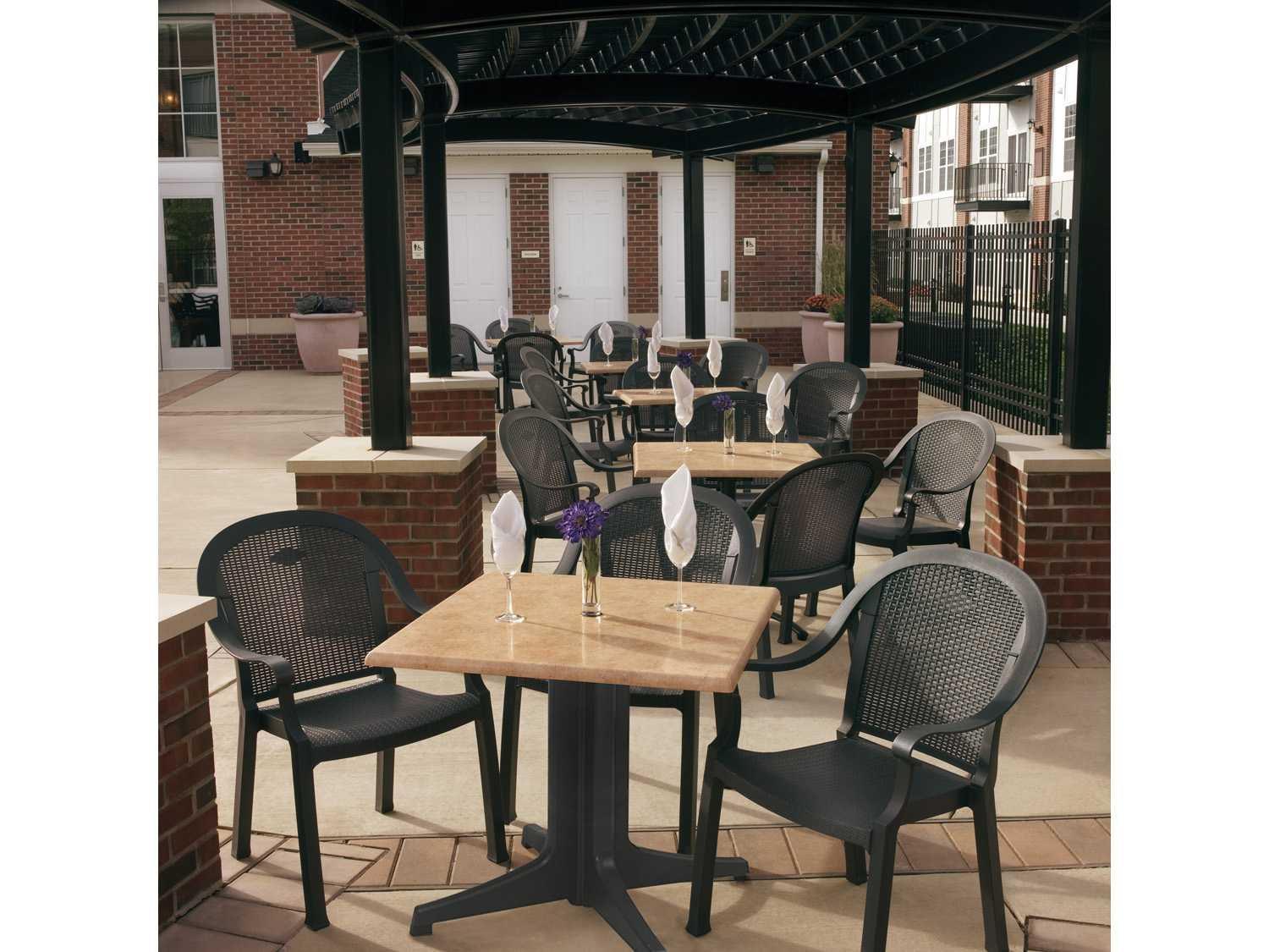 Grosfillex Sumatra Charcoal Resin Outdoor Patio Dining Set