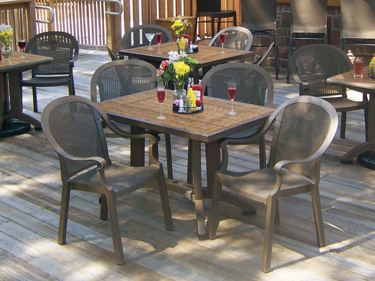 Grosfillex Sumatra Bronze Mist Resin Outdoor Dining Set