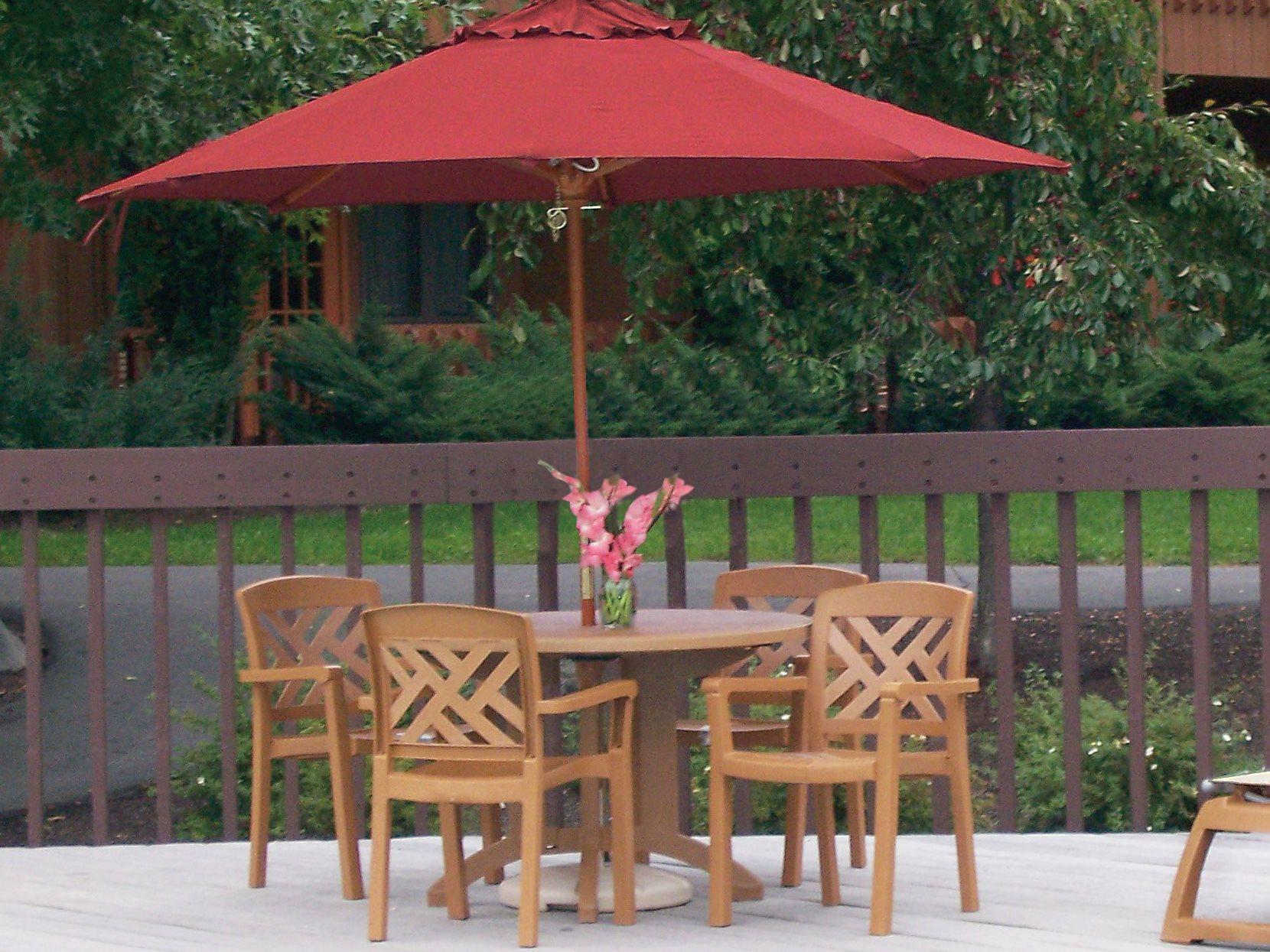 Grosfillex Sanibel Resin Teakwood Outdoor Patio Dining Set