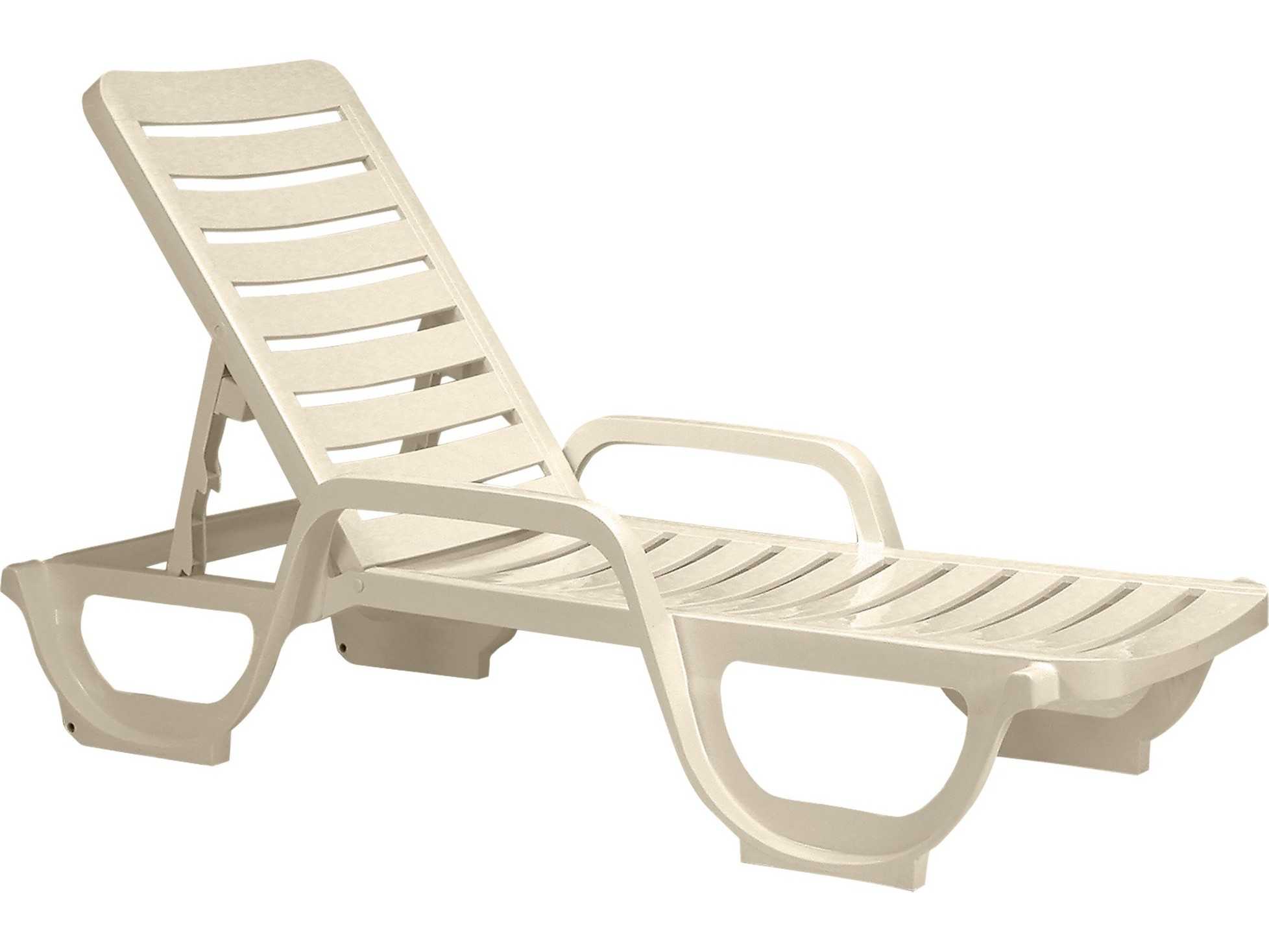 Grosfillex Bahia Resin Sandstone Adjustable Patio Chaise Lounge