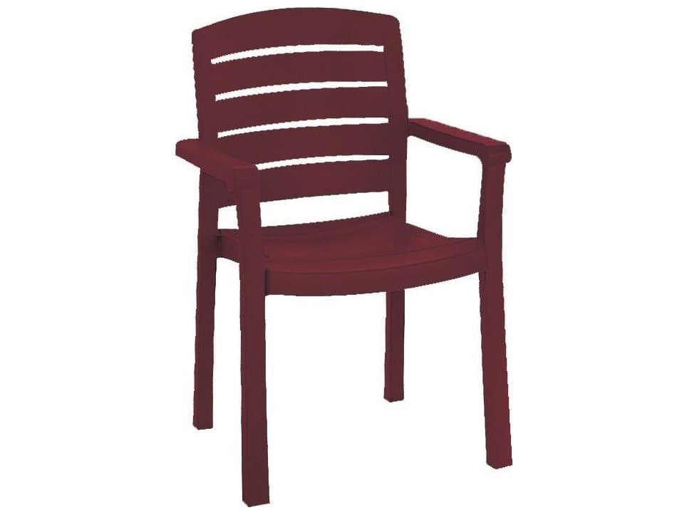 Grosfillex Acadia Resin Bordeaux Stacking Outdoor Dining Arm Chair