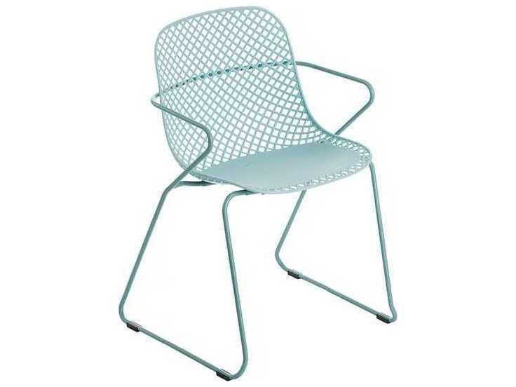 Grosfillex Ramatuelle Steel Blue Ether '73 Outdoor Patio Dining Arm Chair