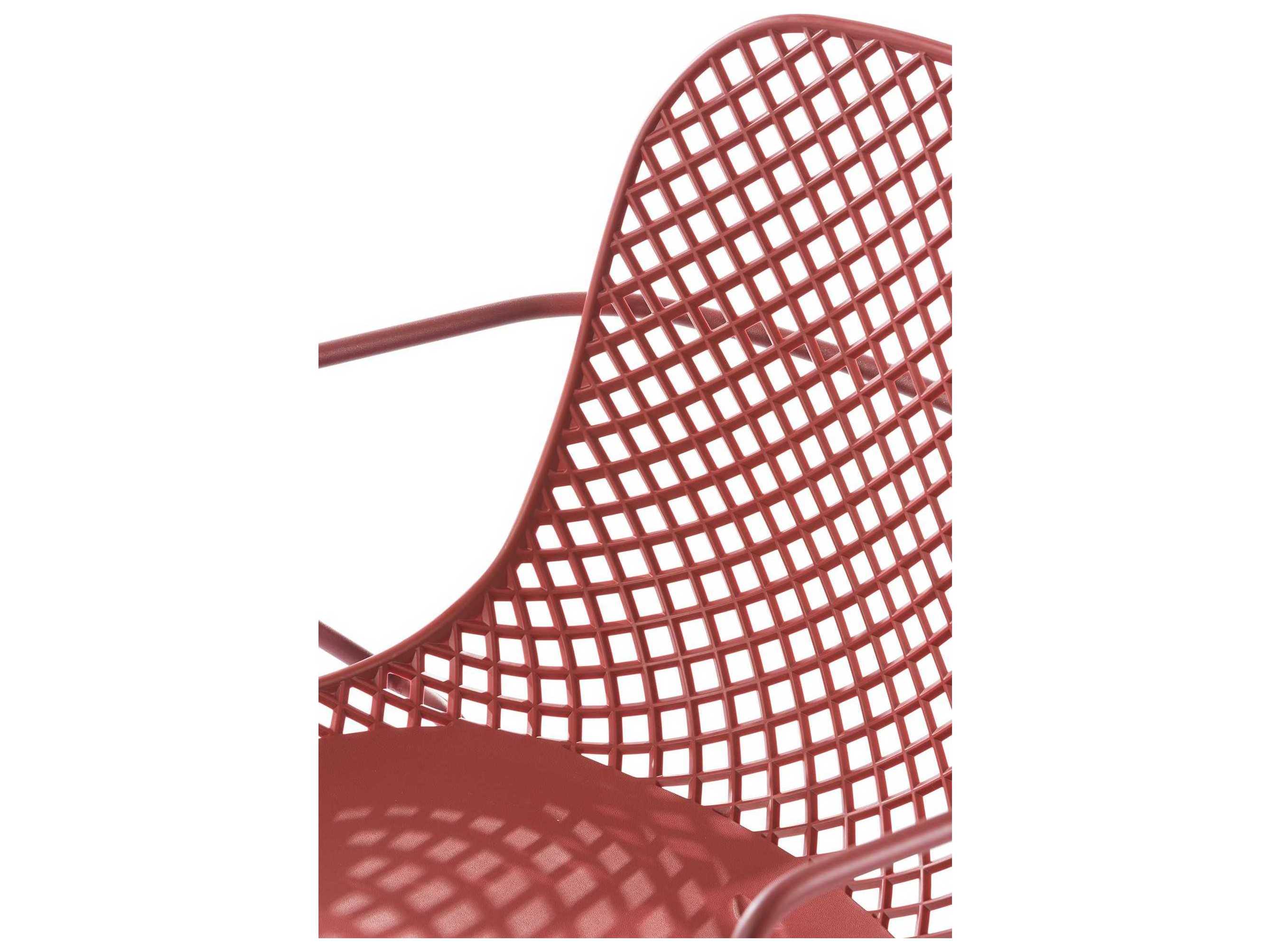 Grosfillex Ramatuelle Steel Bossa Nova Red Outdoor Bar Stool