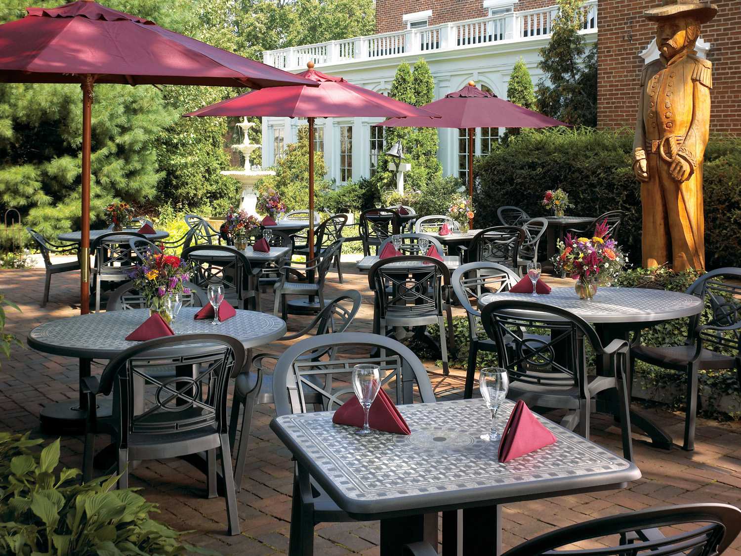 Grosfillex Victoria Classic Resin Charcoal Stacking Outdoor Dining Arm Chair