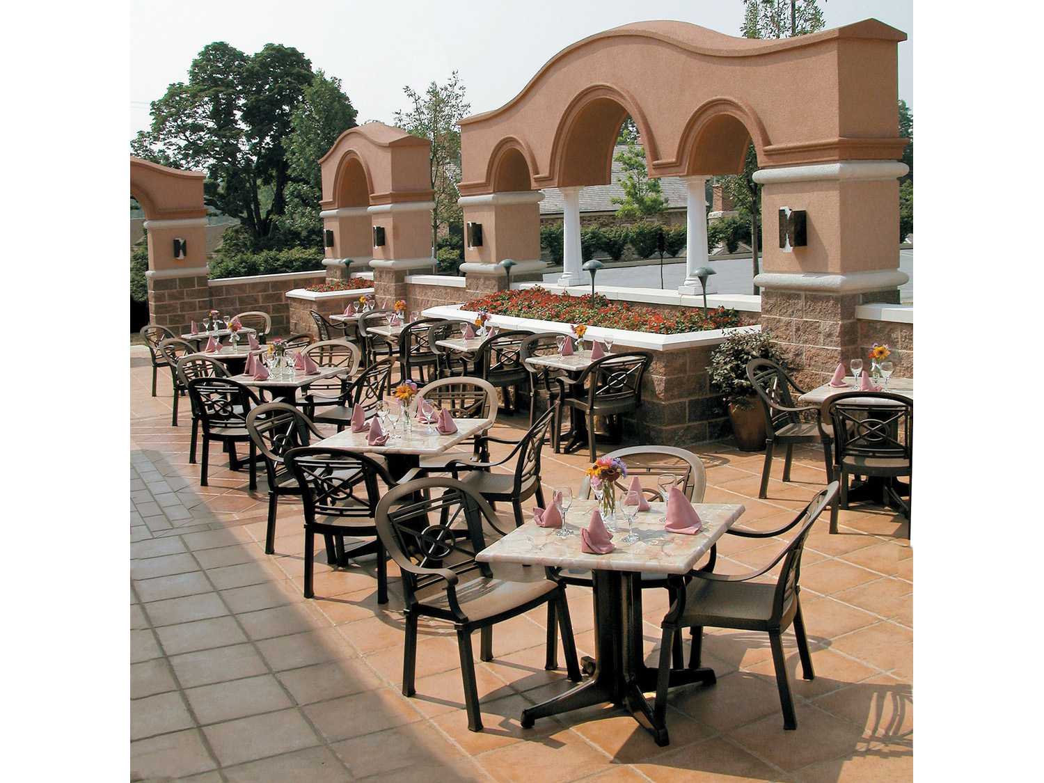 Grosfillex Victoria Classic Resin Bronze Mist Stacking Outdoor Patio Dining Arm Chair