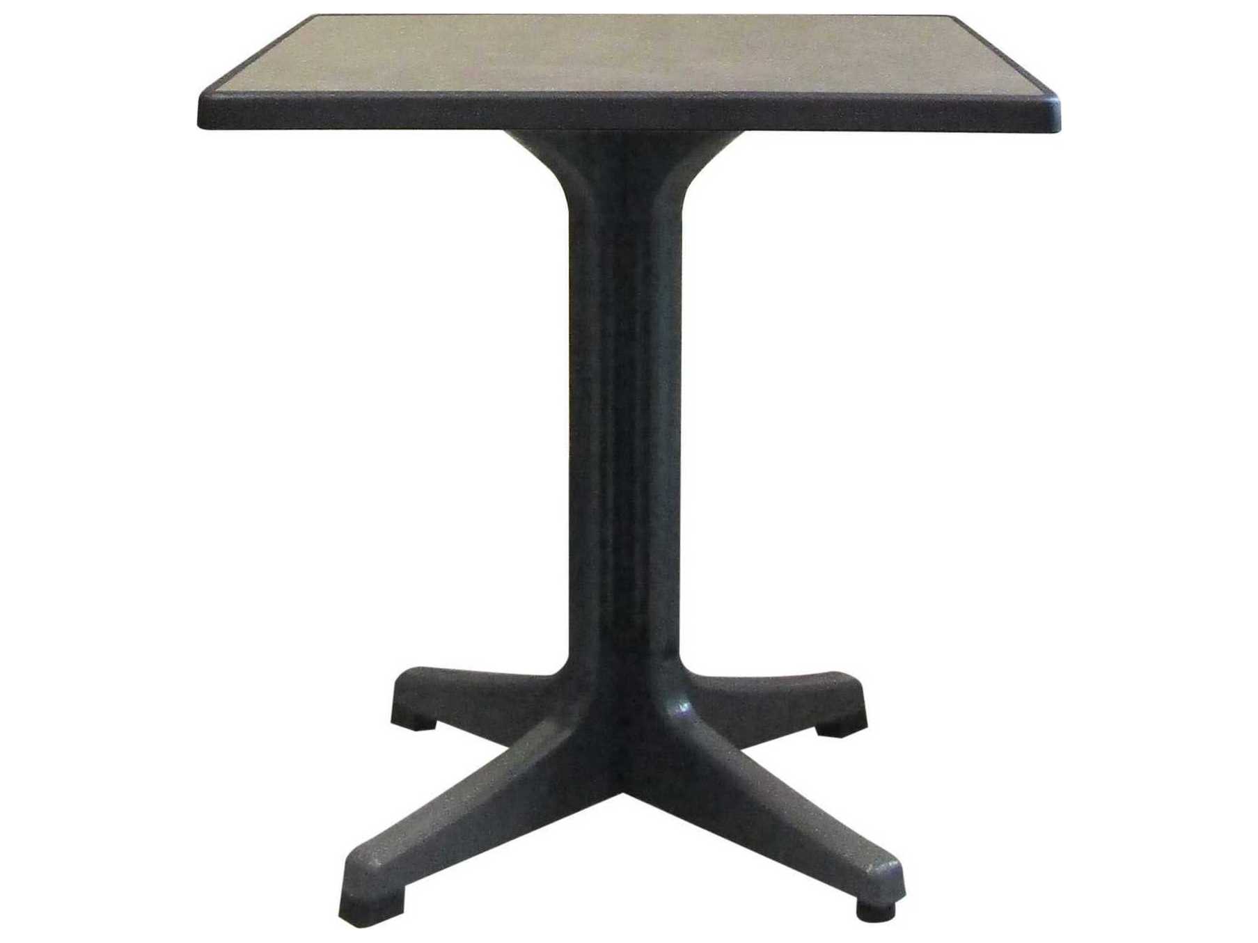 Grosfillex Omega Resin Charcoal Square Brushed Top Patio Bistro Table