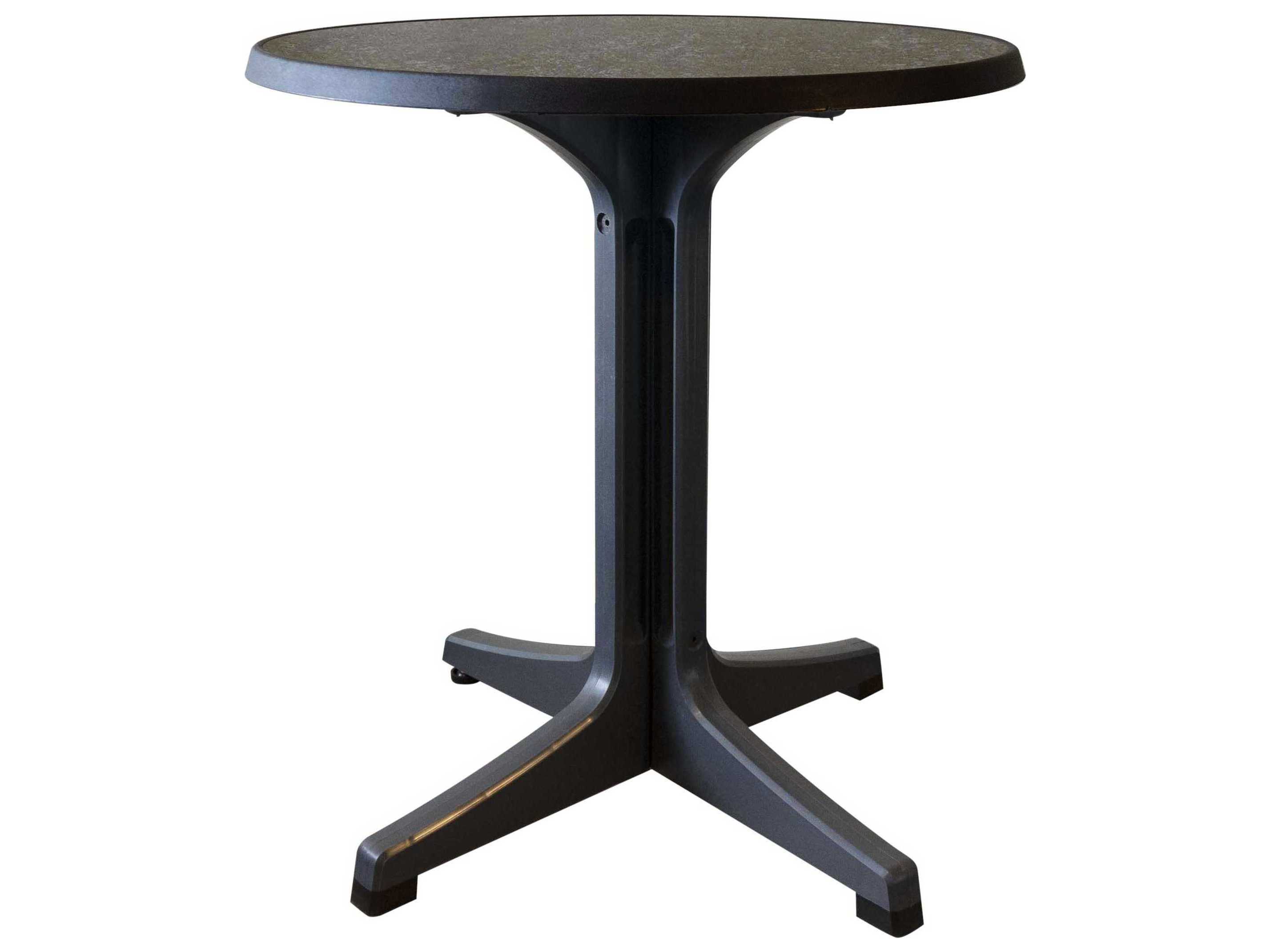Grosfillex Omega Resin Charcoal Round Dark Concrete Top Outdoor Bistro Table