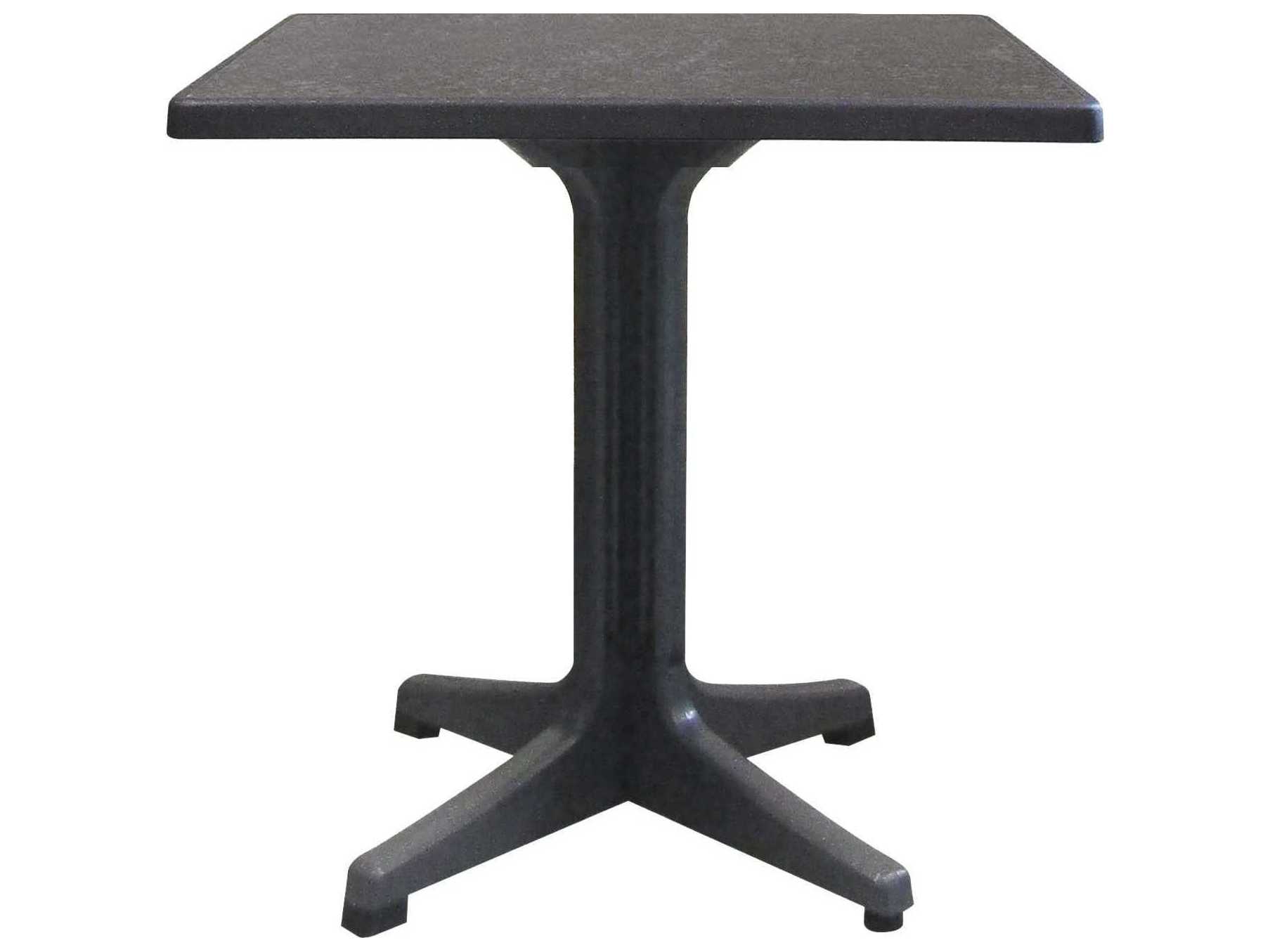 Grosfillex Omega Resin Charcoal Square Dark Concrete Top Patio Bistro Table