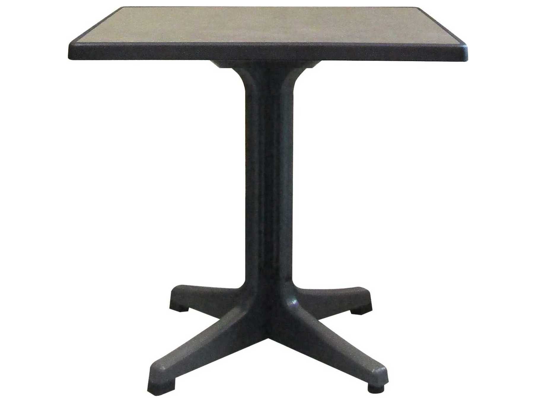 Grosfillex Omega Resin Charcoal Square Brushed Top Outdoor Bistro Table