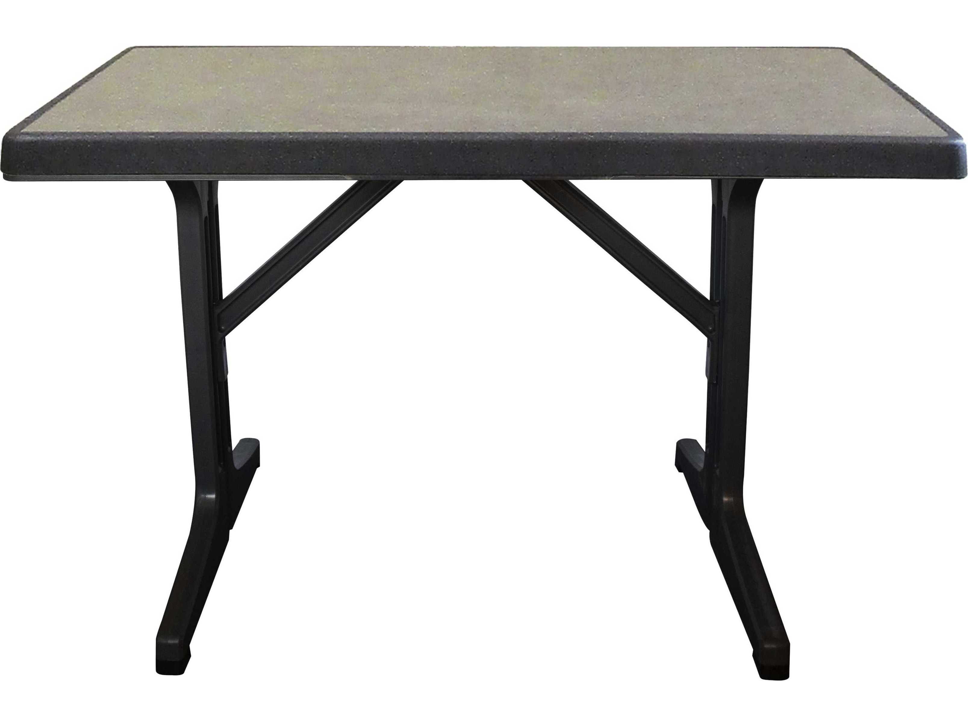 Grosfillex Omega Resin Charcoal Rectangular Brushed Top Outdoor Dining Table