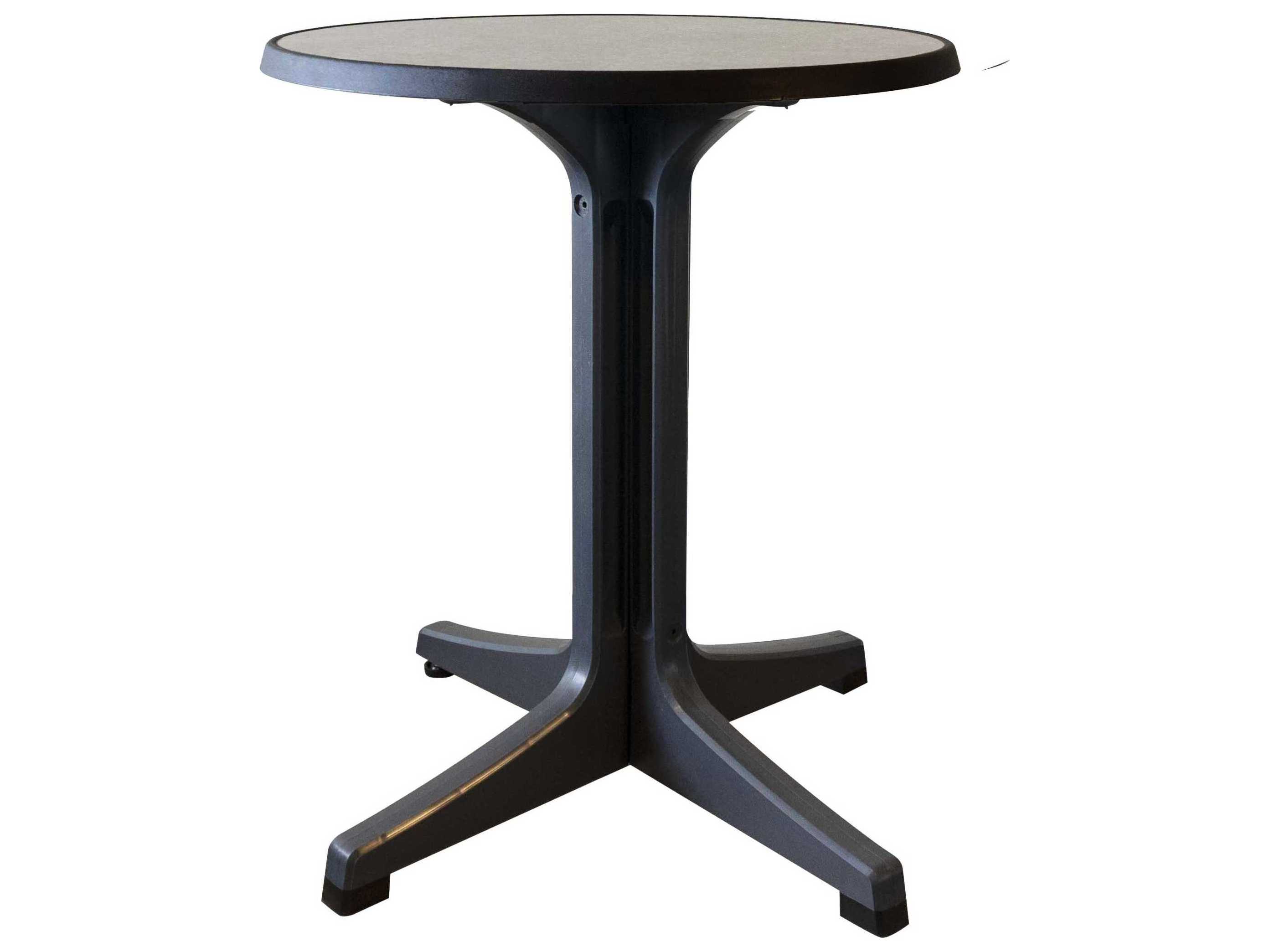 Grosfillex Omega Resin Charcoal Round Brushed Top Patio Bistro Table