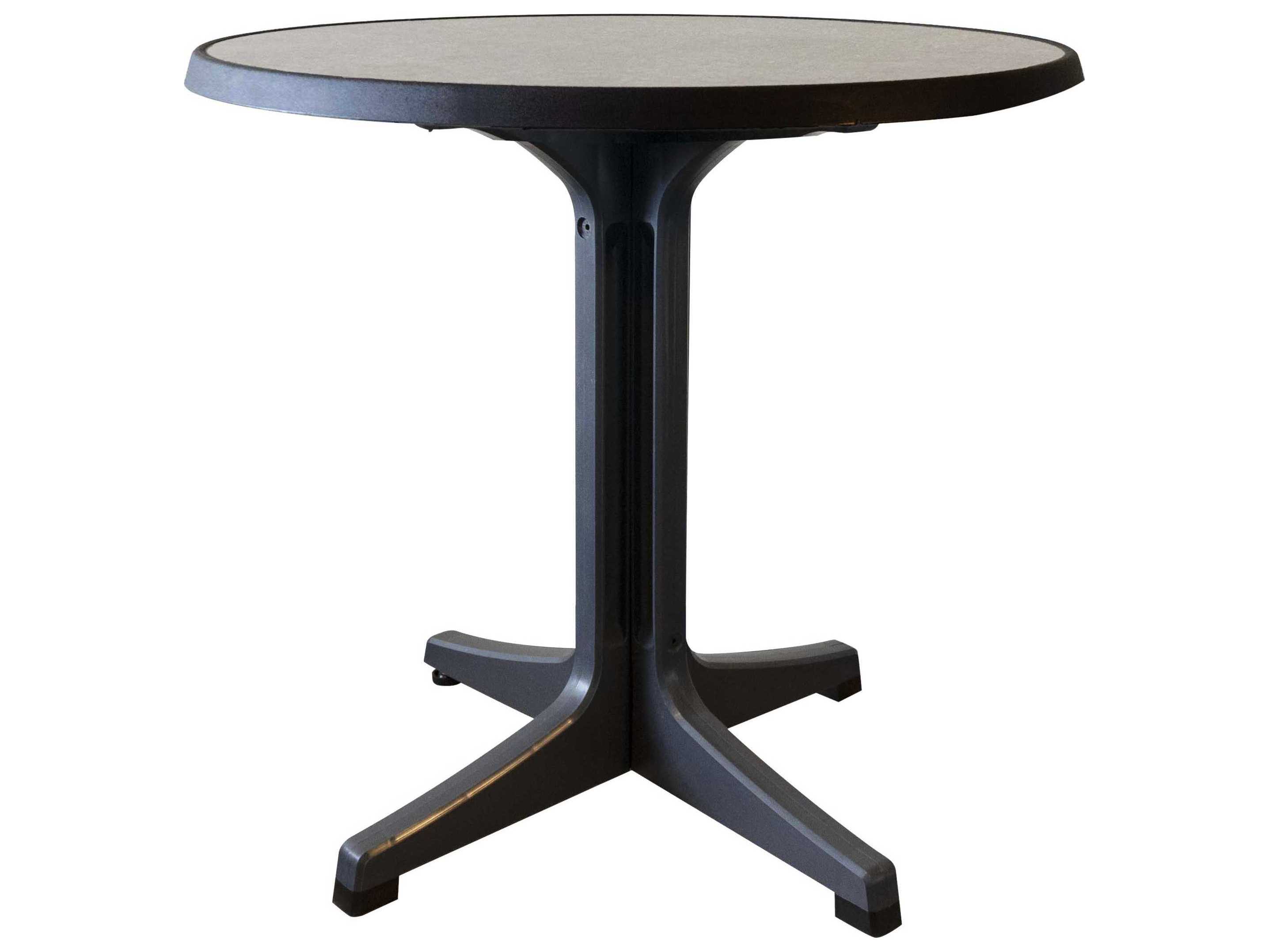 Grosfillex Omega Resin Charcoal Round Brushed Top Outdoor Patio Bistro Table