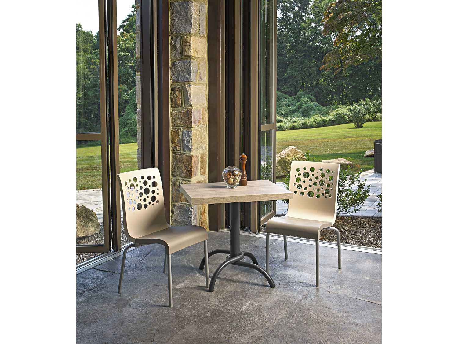 Grosfillex Vanguard Resin Vintage Weathered Oak Square Table Top