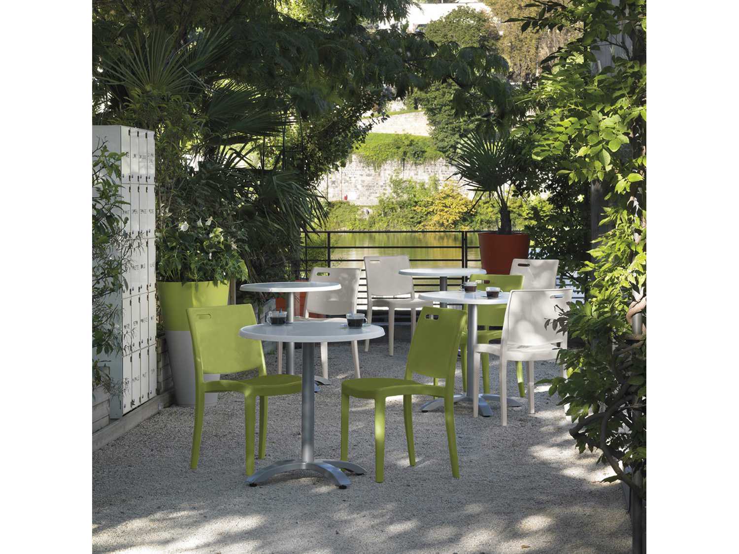 Grosfillex Metro Resin Linen Stacking Patio Dining Side Chair