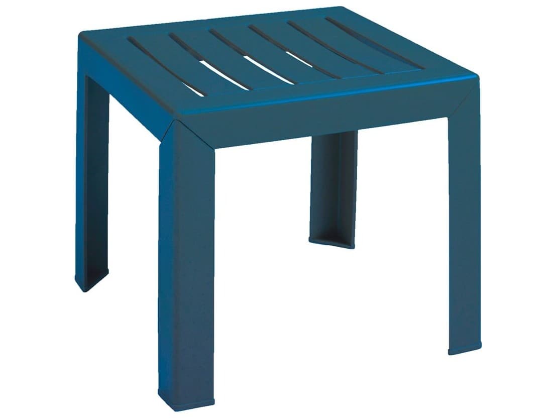 Grosfillex Westport Resin Barn Blue Square Outdoor Patio End Table