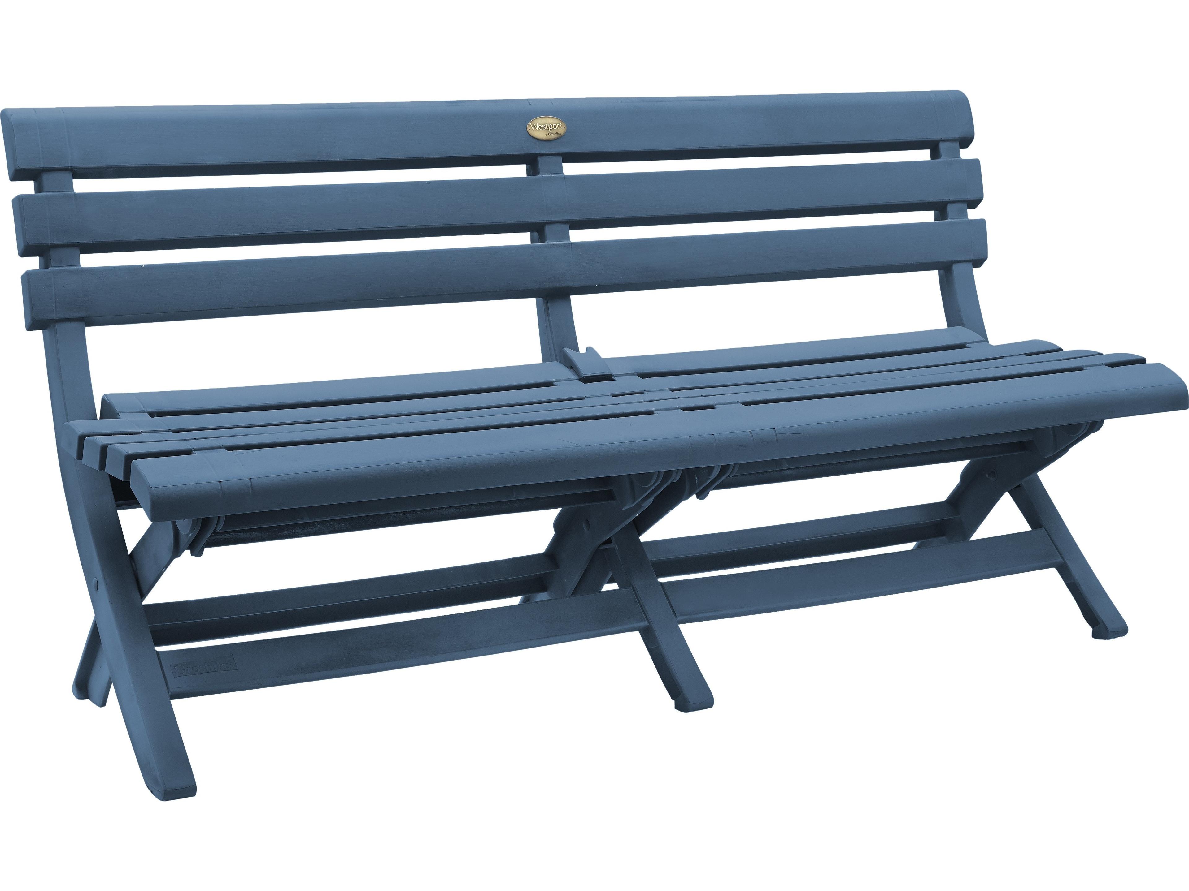 Grosfillex Westport Resin Barn Blue Outdoor Patio Bench