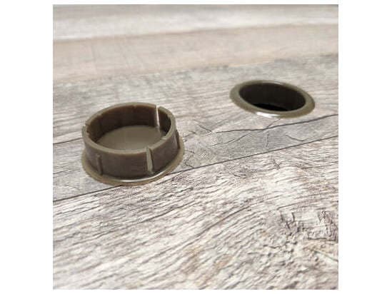 Grosfillex Aquaba Classic Resin Bronze Round Rach Top Outdoor Patio Dining Table with Umbrella Hole