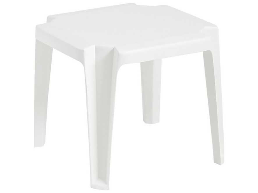 Grosfillex Miami Resin White Square Low Patio End Table