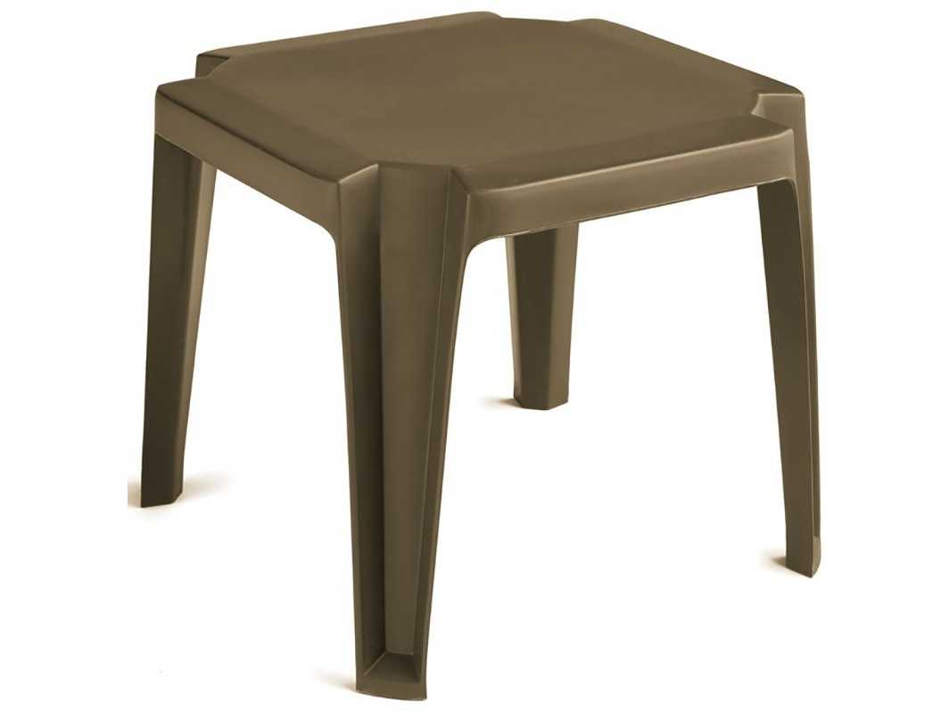 Grosfillex Miami Resin Bronze Mist Square Low Outdoor End Table
