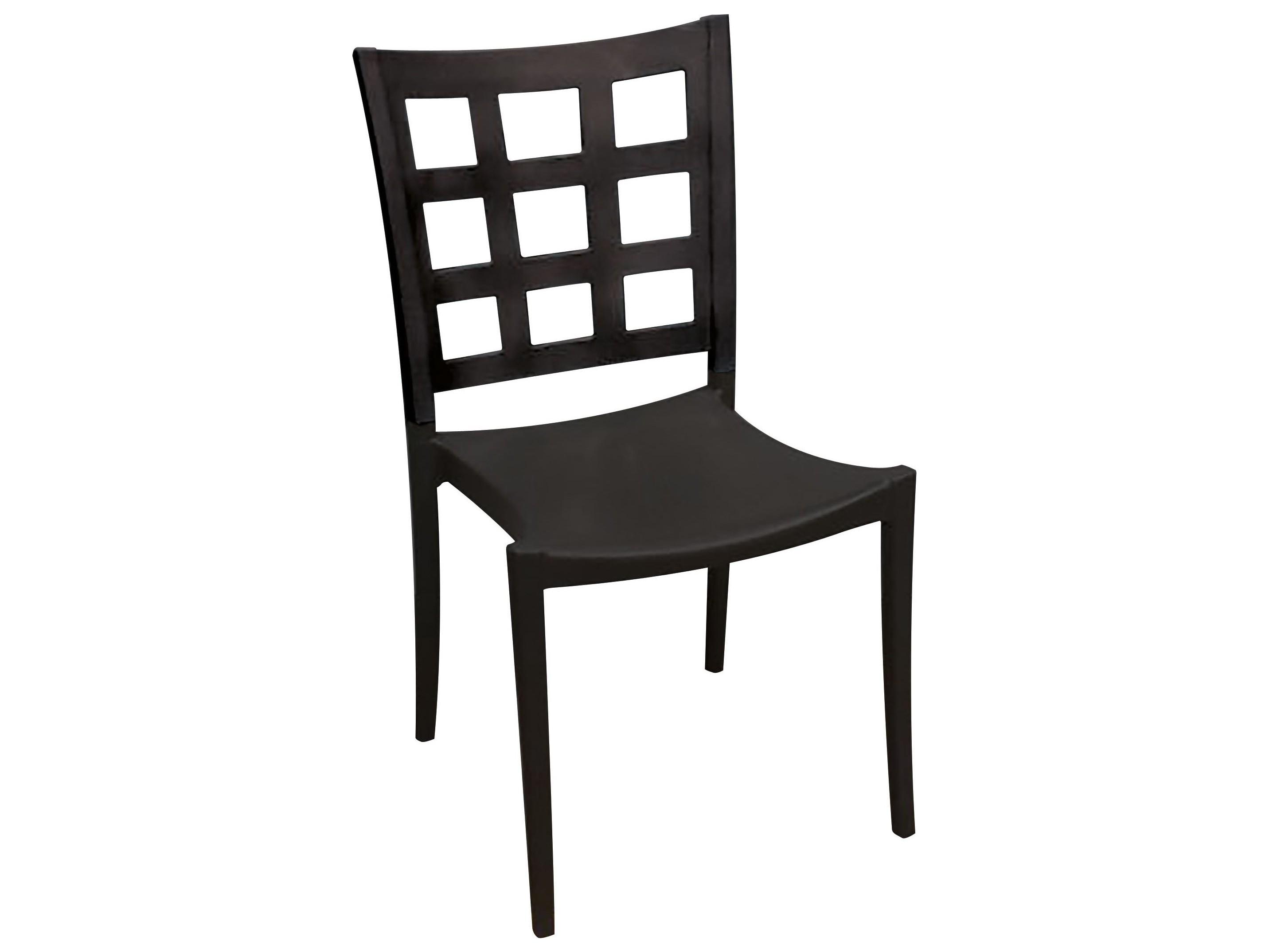 Grosfillex Plazza Aluminum Black Stacking Outdoor Patio Dining Side Chair
