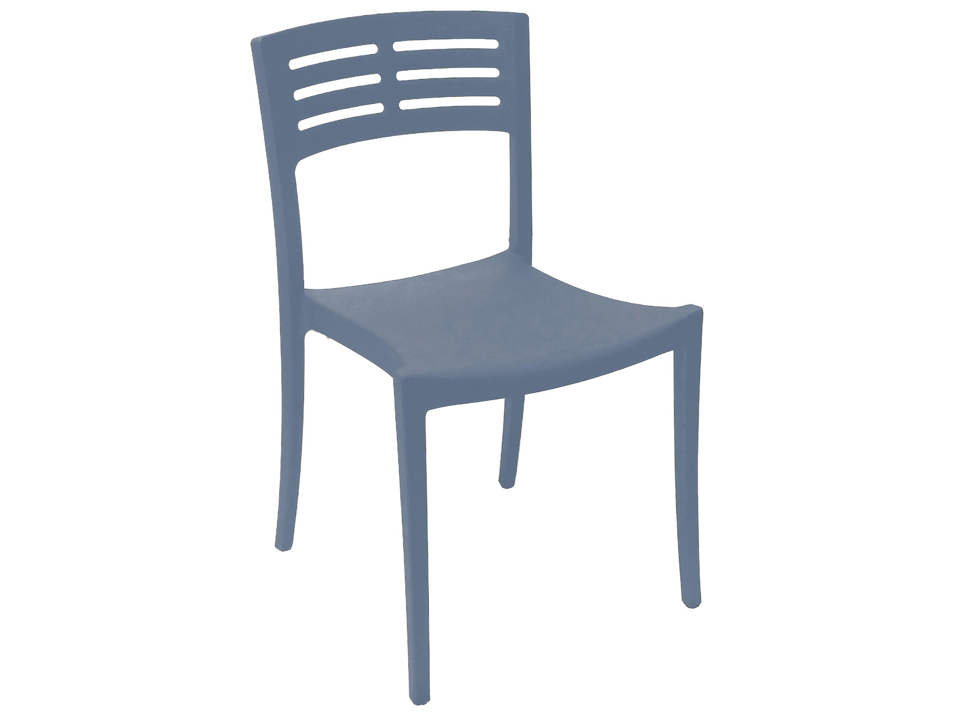 Grosfillex Vogue Resin Denim Blue Stacking Outdoor Patio Dining Side Chair