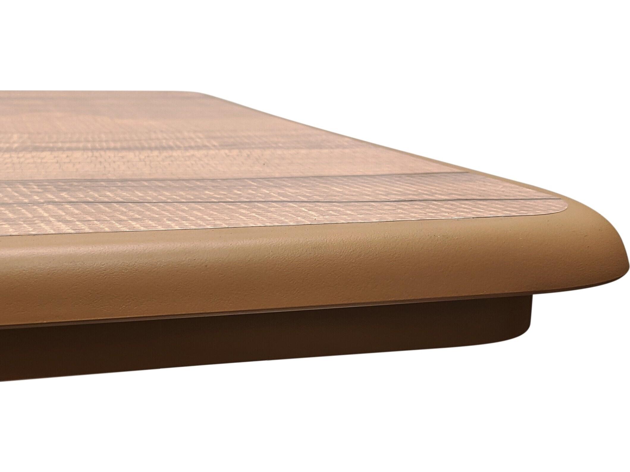 Grosfillex Aquaba Resin Sawcut/Teakwood Square Outdoor Dining Table with Umbrella Hole