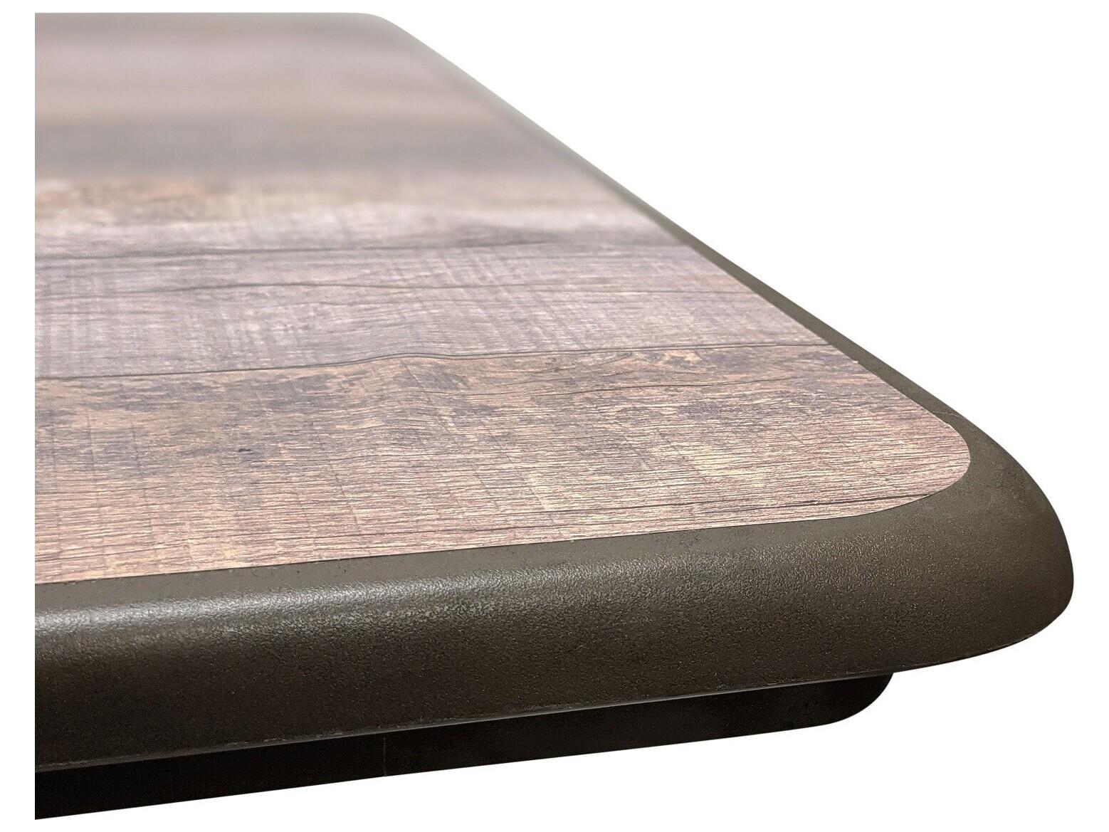 Grosfillex Aquaba Resin Ranch/Bronze Square Outdoor Patio Dining Table with Umbrella Hole