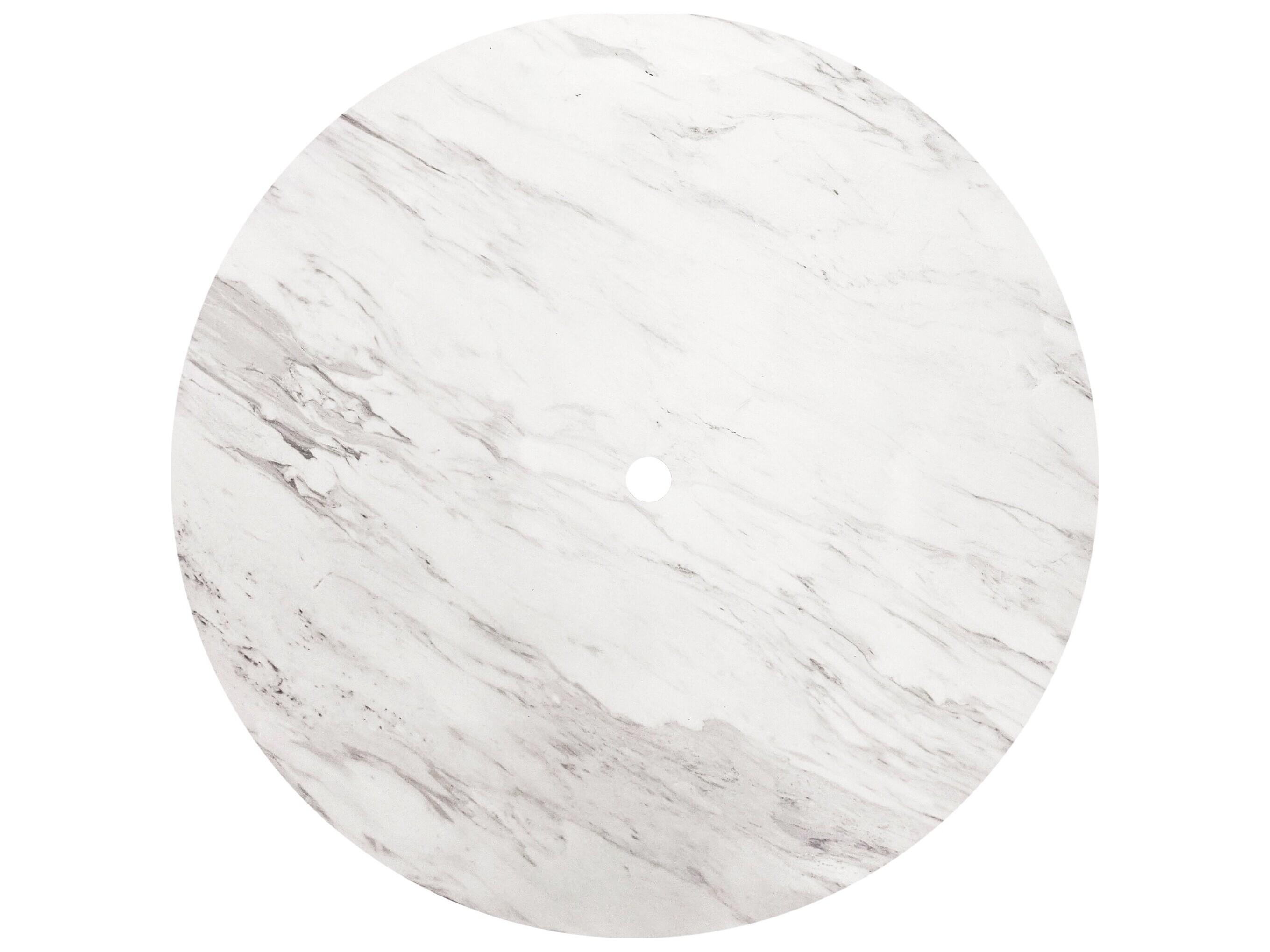 Grosfillex Aquaba Resin White Marble/White Round Outdoor Dining Table with Umbrella Hole
