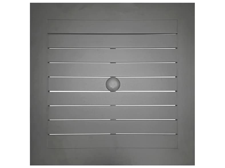 Grosfillex Sigma Aluminum Volcanic Black Square Outdoor Patio Dining Table with Umbrella Hole