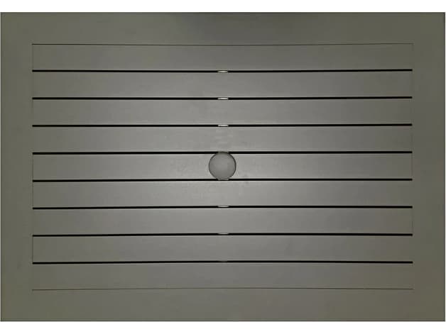 Grosfillex Sigma Aluminum Volcanic Black Rectangular Outdoor Dining Table with Umbrella Hole