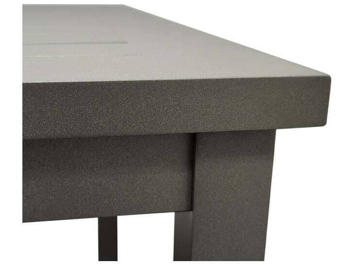 Grosfillex Sigma Aluminum Volcanic Black Rectangular Outdoor Dining Table with Umbrella Hole