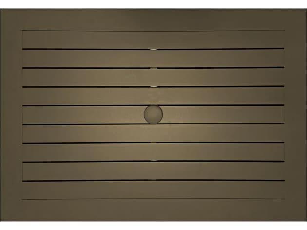 Grosfillex Sigma Aluminum Fusion Bronze Rectangular Outdoor Patio Dining Table with Umbrella Hole