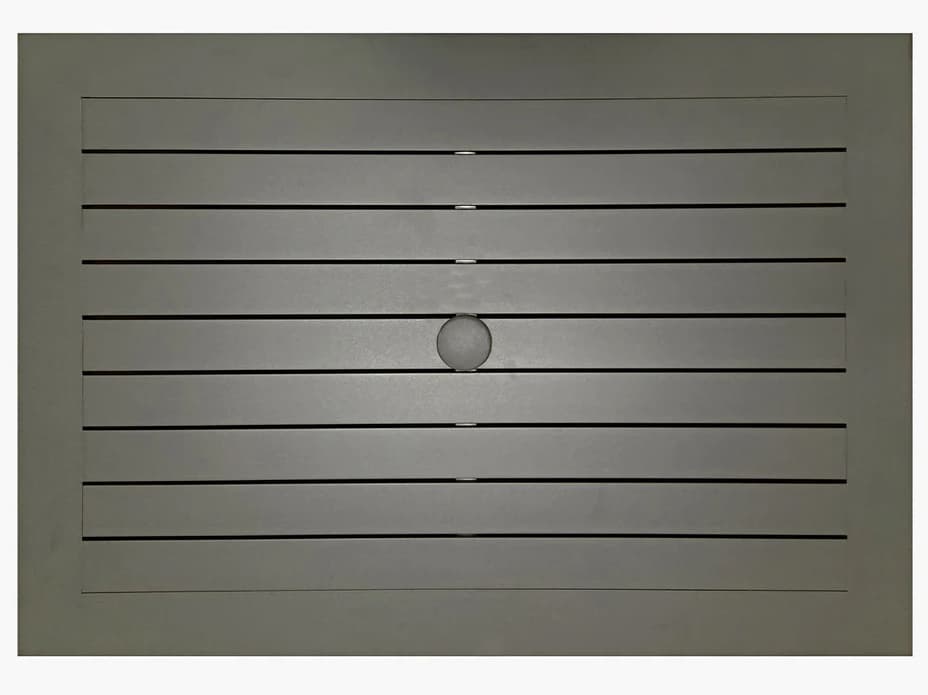 Grosfillex Sigma Aluminum Volcanic Black Rectangular Outdoor Patio Bar Height Table with Umbrella Hole